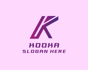 Gradient Purple Tech Letter K logo design