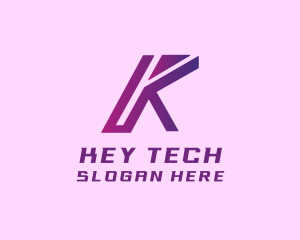 Gradient Purple Tech Letter K logo design