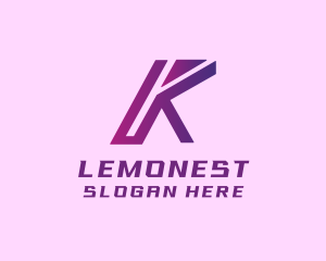Gaming - Gradient Purple Tech Letter K logo design
