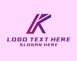 Pixel - Gradient Purple Tech Letter K logo design