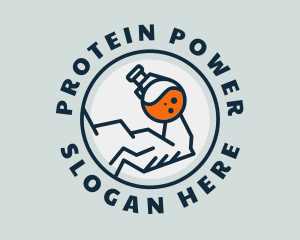 Protein - Strong Muscle Glass Flask logo design