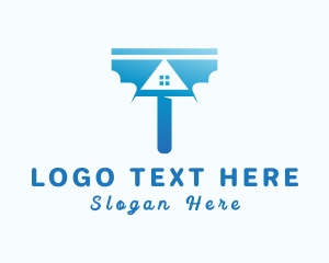 House - Blue House Squeegee logo design