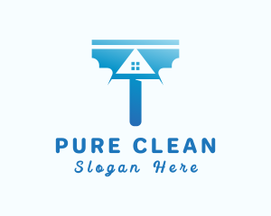 Blue House Squeegee logo design