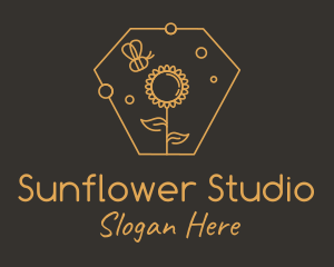 Sunflower - Yellow Sunflower Bee logo design