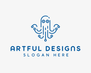 Modern Digital Octopus logo design