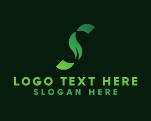 Ribbon - Green Leaf Letter S logo design