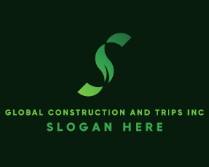 Ribbon - Green Leaf Letter S logo design