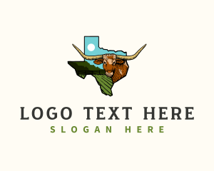 Map - Texas Longhorn Cattle logo design