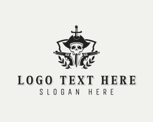 Cutlass - Skull Pirate Sword logo design