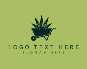 Plant - Lawn Grass Wheelbarrow logo design