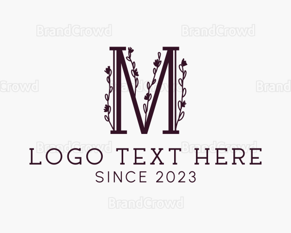 Vine Flower Letter M Logo