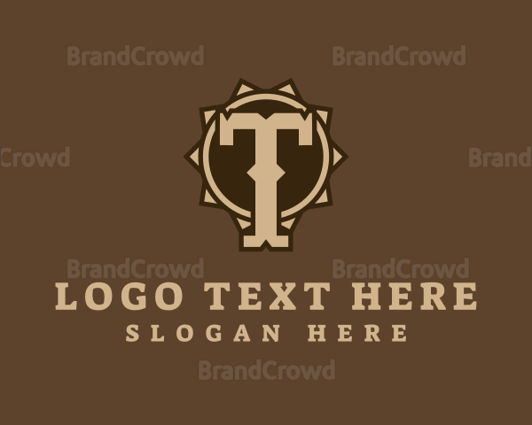 Cowboy Badge Letter T Logo