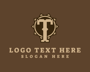 Equestrian - Cowboy Badge Letter T logo design