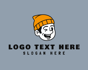 Illustration - Retro Beanie Guy logo design