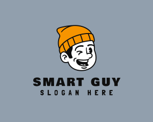 Retro Beanie Guy logo design