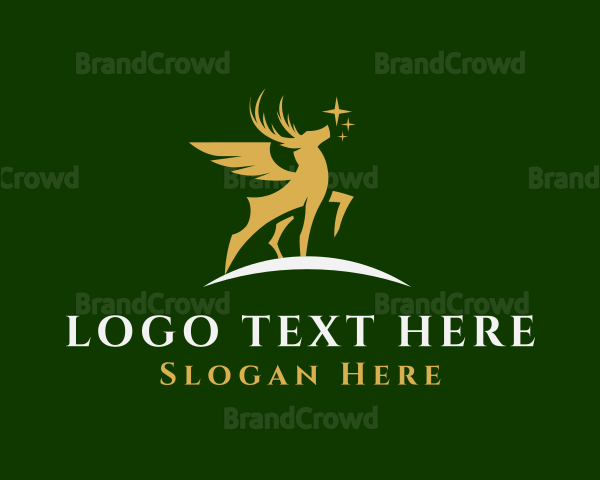 Gold Deer Animal Logo