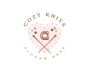 Creative Knitting Heart logo design