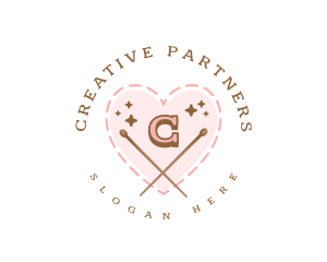 Creative Knitting Heart logo design