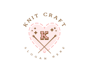 Creative Knitting Heart logo design