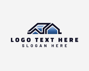 House - House Residential Roofing logo design