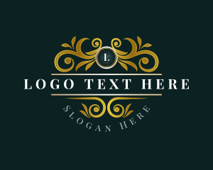 Gold - Floral Crest Premium logo design