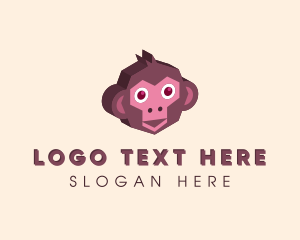 Chimpanzee - Isometric Monkey Head logo design