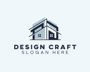 House Blueprint Construction  logo design