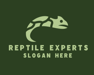 Green Chameleon Reptile logo design