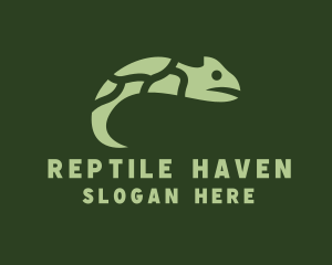 Green Chameleon Reptile logo design