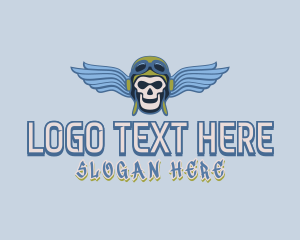 Airforce - Blue Pilot Skull Gaming Aviator logo design