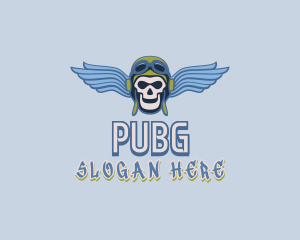 Blue Pilot Skull Gaming Aviator Logo