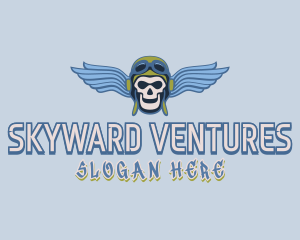 Aviator - Blue Pilot Skull Gaming Aviator logo design