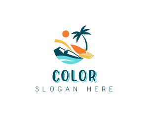 Island - Vacation Travel Beach Resort logo design