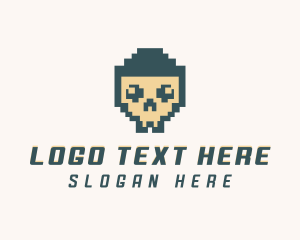 Retro - Skull Pixel Tech logo design