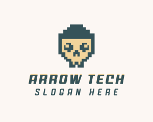 Skull Pixel Tech logo design