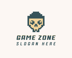 Skull Pixel Tech logo design