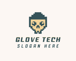 Skull Pixel Tech logo design