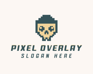 Skull Pixel Tech logo design