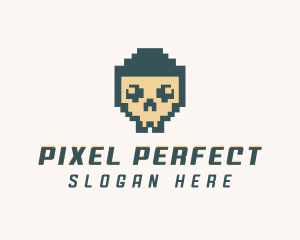 Skull Pixel Tech logo design