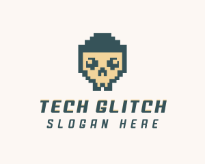 Skull Pixel Tech logo design