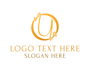 Clothing Shop - Gold Ribbon Letter U logo design