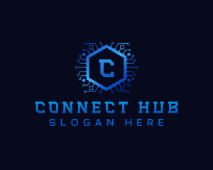 Hexagon Circuit Network logo design