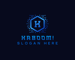 Cyberspace - Hexagon Circuit Network logo design