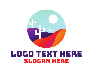 Sunset - Cactus Desert Badge logo design