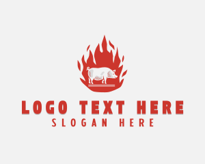 Meat - Flame Pig Barbecue logo design