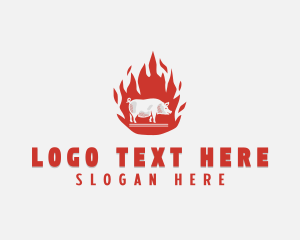 Rotisserie - Flame Pig Barbecue logo design