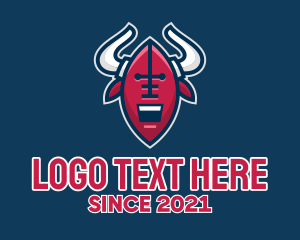 Football - American Football Bull Horn logo design