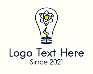 Innovation - Atom Lightning Bulb logo design