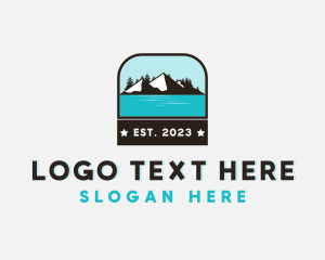 Hiker - Mountain Lake Outdoor logo design