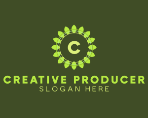 Leaf Radial Organic Produce logo design